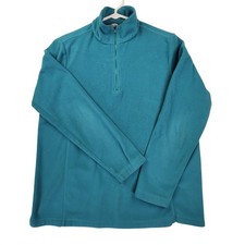 Lands End Size M Teal Fleece Quarter Zip Pullover Gorpcore Outdoor Hiking Warm