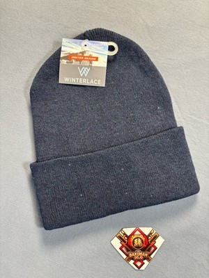 NWT Winterlace Navy Blue Beanie Acrylic Cuffed Knit Winter Hat