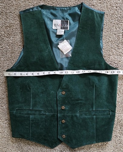 Gilet Fluid International 100% pelle uomo XL verde - Foto 5 di 8