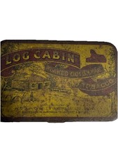 Vintage Log Cabin Flaked Gold Leaf Tobacco Tin . Australian Made. for sale  online
