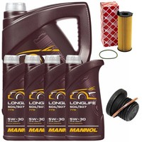 MotoröL Filter Set Mannol 5W30 API SN 9 Liter + Schraube FüR Audi A6 VW Touareg