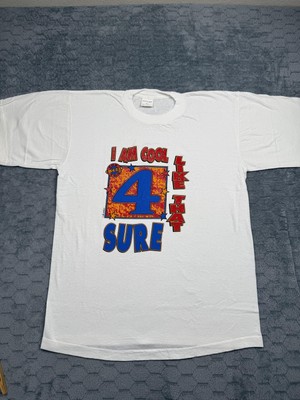 Vintage I Am Cool 4 Sure Shirt Mens Large White Graphic Tee Funny 90s Hip Hop