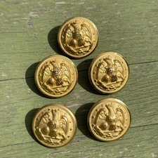 Lot of 5 Vintage Eagle Buttons with Anchor 1" Military Navy Waterbury Co