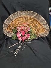 Vintage decorative fan With Pink Flowers