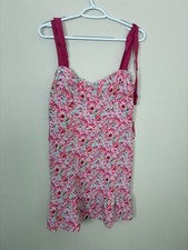 City Triangles Vintage Pink Floral Ribbon Strap Mini Dress Size Medium (F10)
