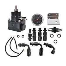 Black Universal Adjustable Fuel Pressure Regulator Kit 100psi Guage AN6 Fitting