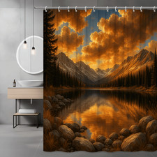 Mountain Landscape Shower Curtain for Rustic Decor