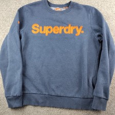 Superdry Sweatshirt Big Logo Embroidered Blue Size Medium