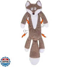 Plush Fox Dog Toy   Squeaky and Crinkle, No Stuffing, Soft   For