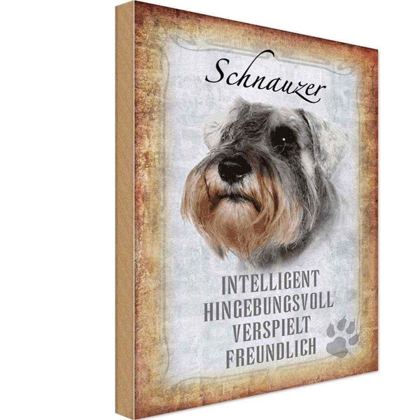 Holzschild 30X20 Cm Schnauzer Hund Tier Haustier Deko Geschenk Holz Schild-image