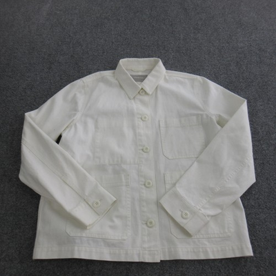 #ad Everlane Jacket Mens Medium White Denim Chore Workwear Button Front Unlined $48.74