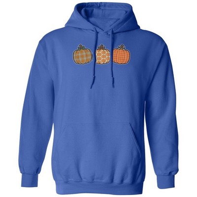 Thanksgiving Pumpkin Trio Design - Autumn Plaid Style Unisex Hooded Sweatshirt