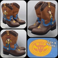Disney Toy Story Cowboy Woody Boots Size 9 Brown Mid-Calf Round Toe Block Heel