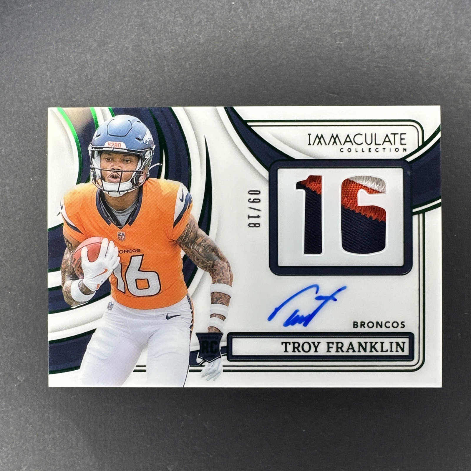 Troy Franklin Panini Immaculate Collection Immaculate Numbers Rookie Patch Autographs #NRPATFN Emerald