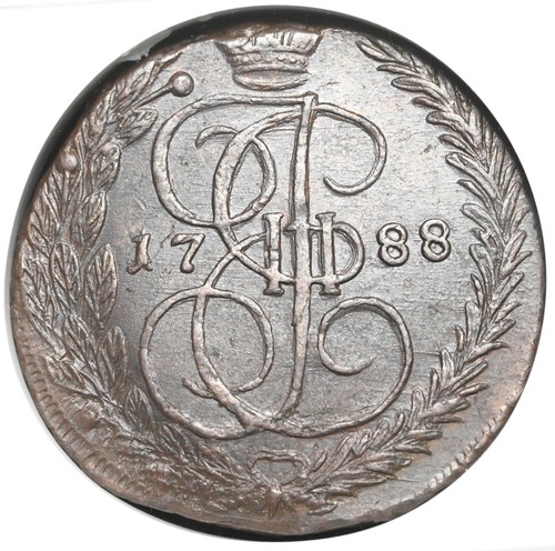 RUSSLAND. Katharina II., 1762-1796. Riesiges Kupfer 5 Kopeken, 1788-EM, NGC AU55 BN - Bild 2 von 4