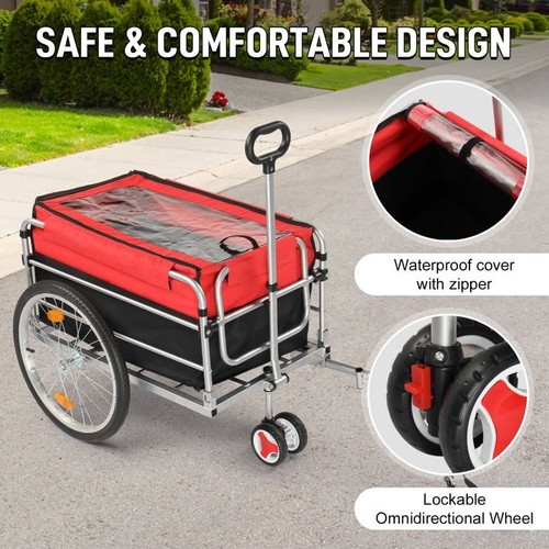 Bicycle Cargo Trailer with 20” Tires,Pull Handle,Large Storage Waterproof - Picture 6 of 8