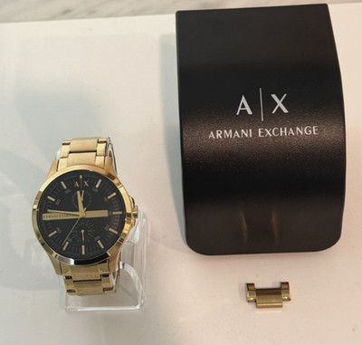 ARMANI EXCHANGE HAMPTON Watch AX2122 Stainless Steel Gold/Black + Extra Link+Box