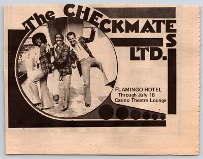 Las Vegas NV Flamingo Hotel Checkmates Ltd Advertising Cliped Print Ad Vintage