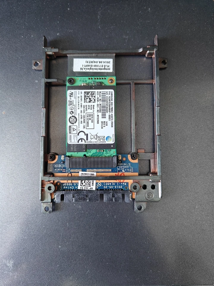 Dell Drive Caddy JHYT1 w/SSD MZMTE256HMHP 256GB Samsung PM851  mSATA SSD Drive - Image 3 of 3