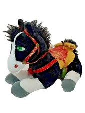 Mulan Khan Black Horse Plush Saddle 18 Inch Disney Store Princess Stuffed Animal
