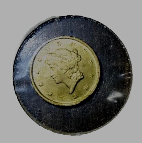 1853 VINTAGE US LIBERTY HEAD TIPO 1 $1 MONETA D'ORO DA UN DOLLARO AU - Foto 1 di 2