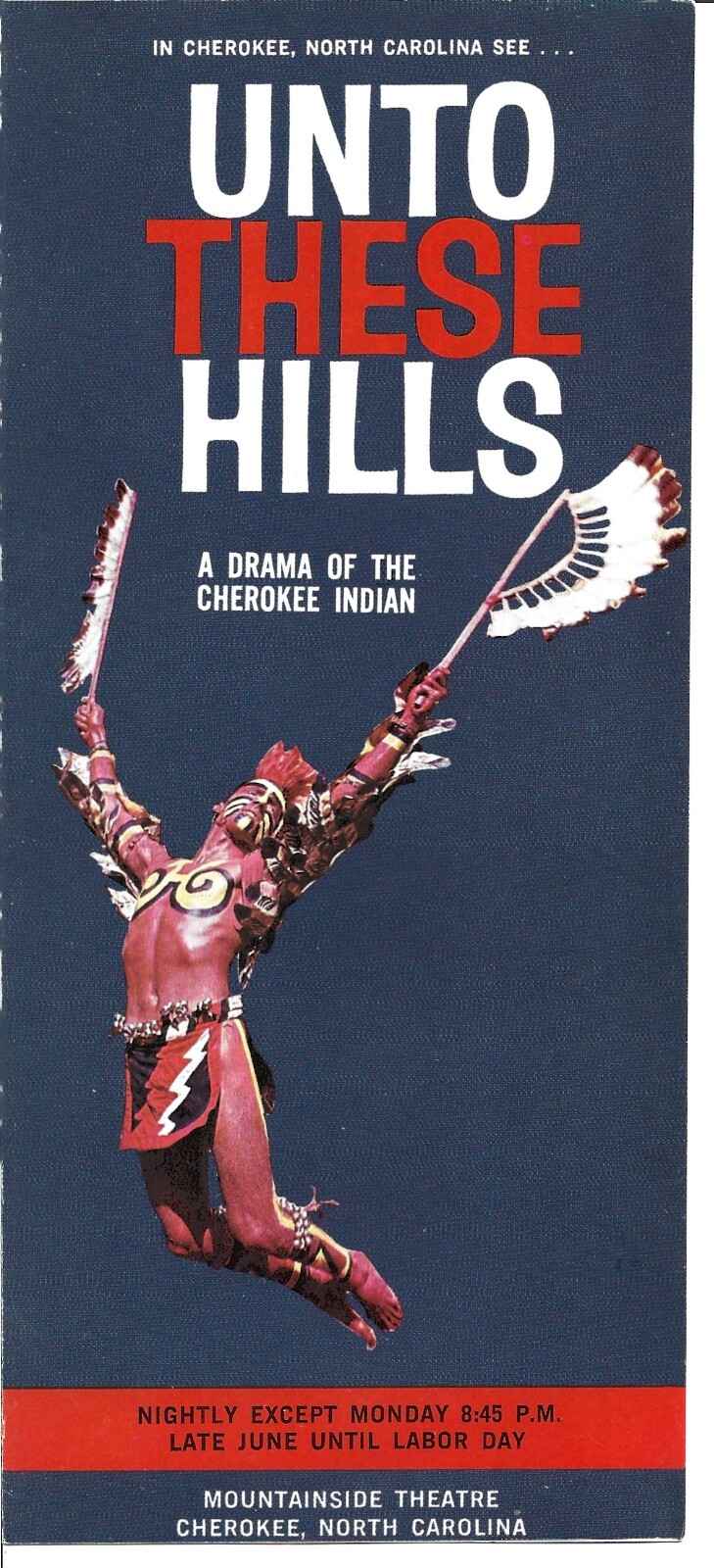 Vintage 1970's UNTO THESE HILLS VILLAGE CHEROKEE NC Travel Brochure VG TRI FOLD