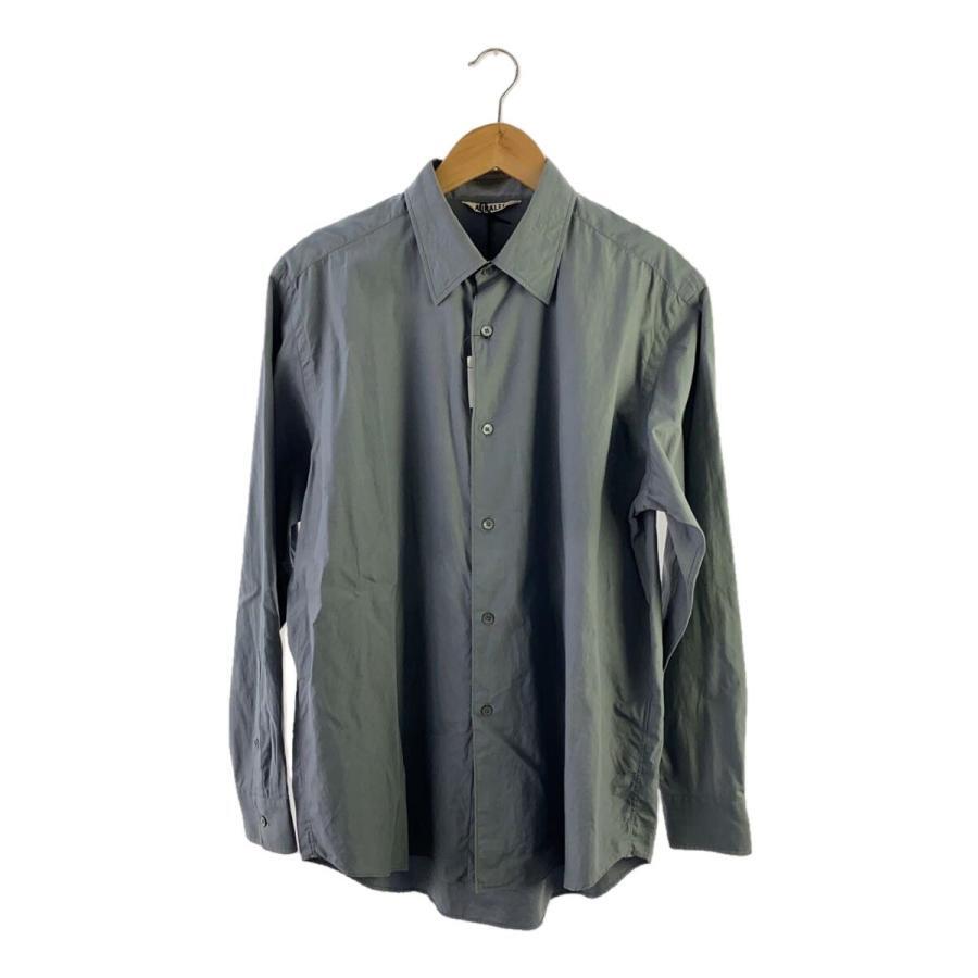 AURALEE 22SS WASHED FINX TWILL SHIRTS Plain Size: 3 Gray Men AURALEE 22SS WASHED FINX TWILL SHIRTS Plain Size: 3 Gray Men
