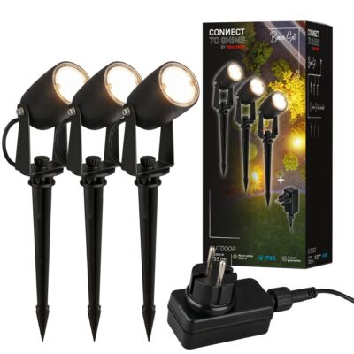 BRILONER Connect to Shine 3er Set Erspieße, Starterset, Schwenkbar, IP65 Wasserf