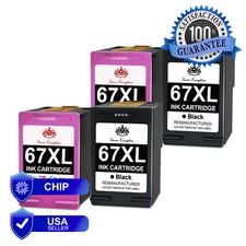 67XL High Yield Black Tri-color Ink Cartridge for HP 67 XL ENVY Deskjet Printer