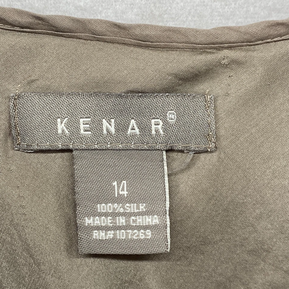 Camiseta sin mangas KENAR para mujer 14 camisola con volantes de seda correa de espagueti concha marrón topo Foto 4 de 4