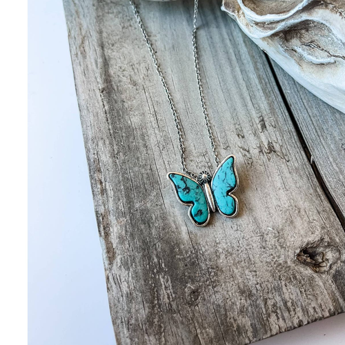 Butterfly Stone Pendant Western Choker Necklace Fuchsia Hot Pink - Picture 6 of 7