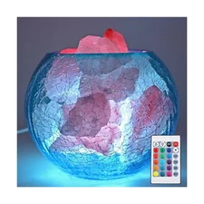 USB Himalayan Salt Lamp with Remote Control, 16 Colors Lighting & 4 Color Cha...