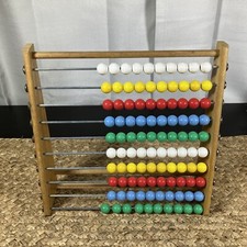 vintage Children’s Preschool wooden Abacus Plastic Beads  9.25”