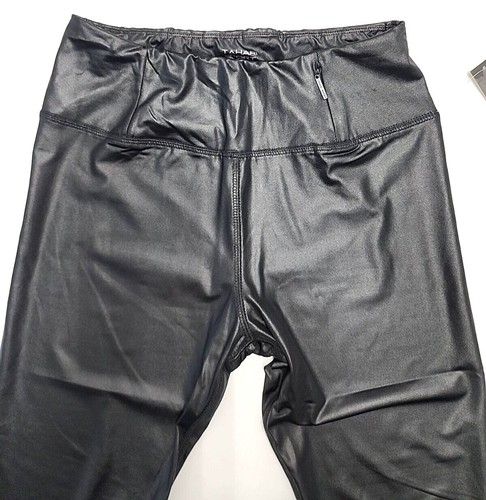 Tahari Sport Leggings High Waisted Solid Coated Jersey Pants - Black, Medium - Picture 4 of 7