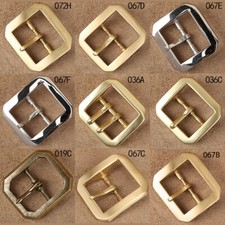 Octagonal Solid Brass Pin Belt Buckle For Men Women Leatherwork Craft DIY 4.0CM