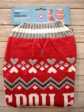 Vibrant Life "Spoiled" Red Dog Sweater Size Medium 20-50 LB 