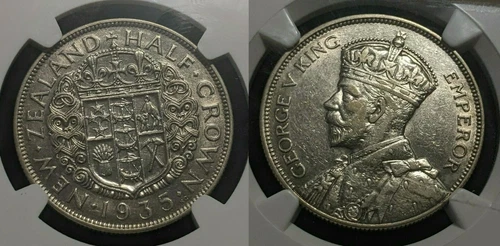 New Zealand 1935 1/2cr Half Crown KM# 5 NGC XF45 EX45 #1599