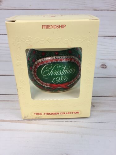 Hallmark Ornament 1980 Friendship Glass Ball Ornament Christmas - Picture 1 of 9