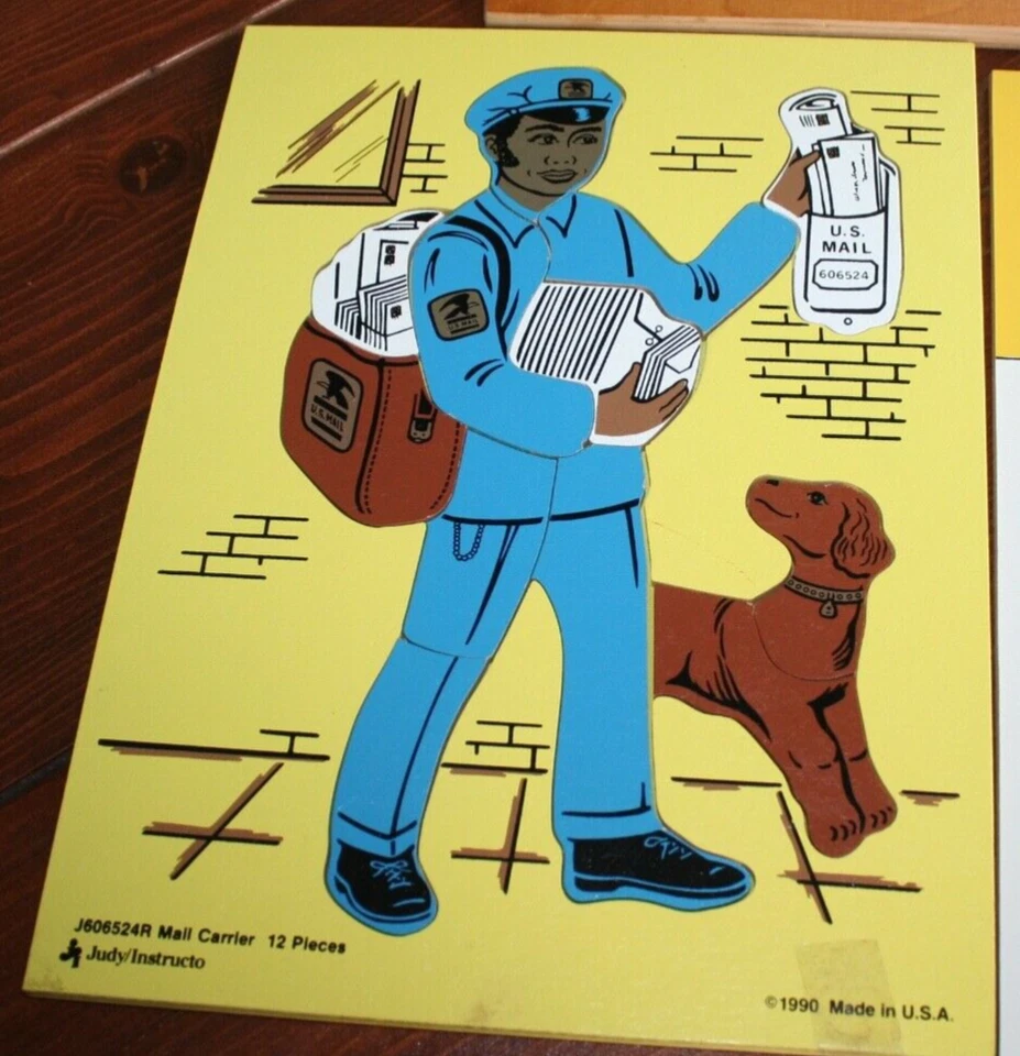 Lot Wooden Preschool Puzzles Puzzle Knob Wood Learning Picture Mailman School - Image 3 of 4