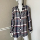 BELLA DAHL NEW! Burgundy/Navy Blue Plaid Flannel Rayon Buttoned Shirt Sz S NWOT!