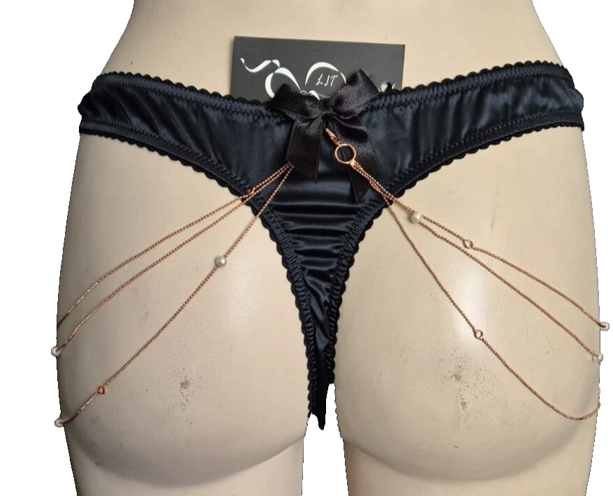 LJT PARIS String Ouvert in M Elegant Ketten Perlen Faux Seide Les Jupons de Tess - Bild 4 von 4