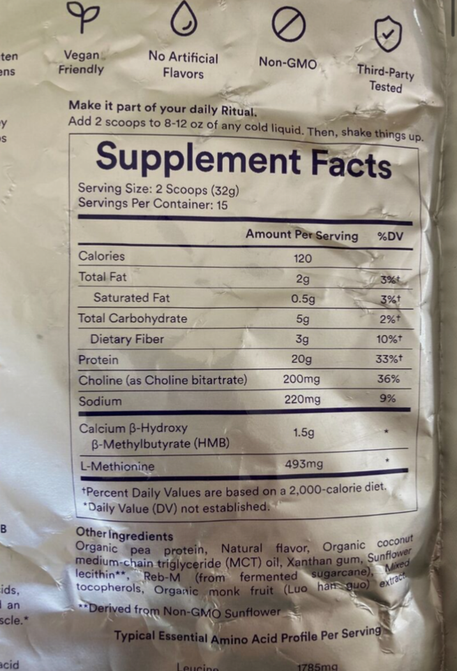 ritual protein powder brand new unopened untouched unwrinkled RECENTLY