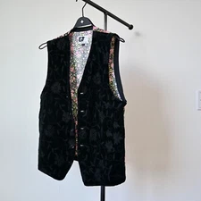 Vintage Engineered Garments floral embroidery velour vest, size L