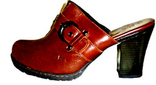 Born BOC BROWN Leathr Mules Heels HARNASS Buckle Clogs OPEN-BACK MULES 10 / 42
