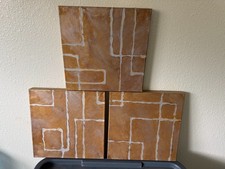 Juego de Pintura Tríptico Abstracto Original - Lienzo Texturizado Geométrico Dorado Plata