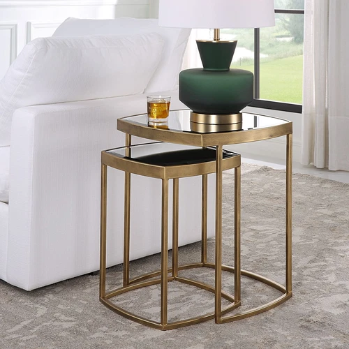 Uttermost Vista Gold Nesting Tables; Set Of 2 - Picture 6 of 6