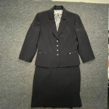 Tahari Arthur S. Levine Black Blazer Skirt Suite Size 10 Professional Work
