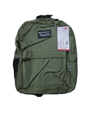 Track Zippered Green And Black Backpack by Triple Gear. Great For Students. New