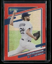 2021 Donruss #105b Clayton Kershaw Holo Red White Jersey
