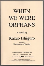 Kazuo ISHIGURO / WHEN WE WERE ORPHANS Uncorrected Proof 1st Edition 2000 #179464